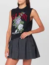 Ganni Dark Grey Rose Wool-blend Vest Women In Black