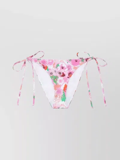 Ganni Floral Tie-side Low-rise Bikini Briefs In Pink
