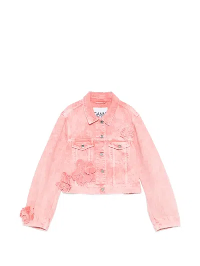 Ganni Organic Cotton Jacket In Pink