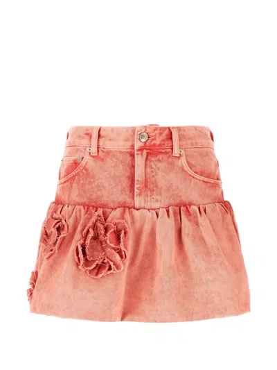 Ganni Multicolor Cotton Mini Skirt In Pink