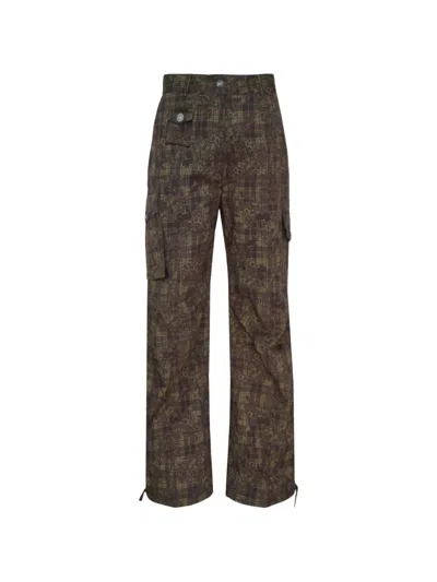 Ganni Floral-print Cargo Trousers In Brown