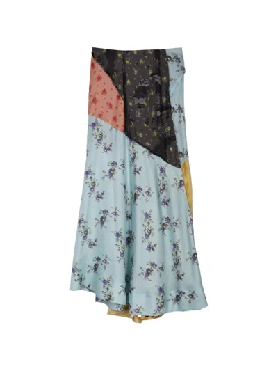Ganni Floral-print Maxi Skirt In Blue