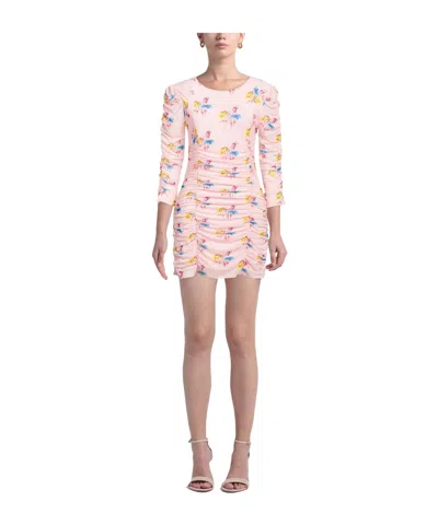 Ganni Floral-print Short Dresses In Pink