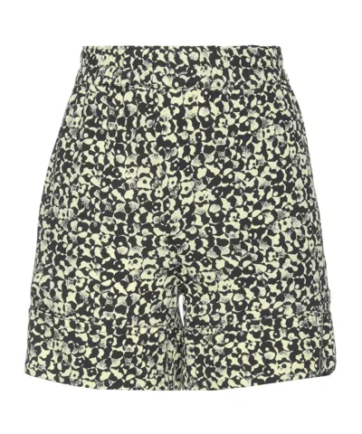 Ganni Floral-print Shorts In Black