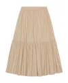 Ganni Cottonpoplin Maxi Flounce Skirt In Nude
