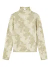 Ganni Flower Jacquard Mockneck Sweater In Neutral