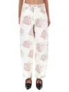 Ganni Flower Jeans In White