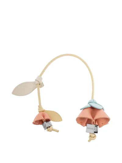 Ganni Flower-detail Leather Bag Accessory In Pink