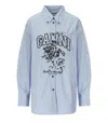 Ganni Flowers Light Blue Shirt In Blue