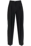 Ganni Drapey Melange Loose Mid Waist Pleat Pants