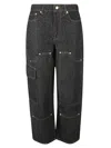 Ganni Fluffy Denim Carpenter Jeans In Black