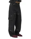 Ganni Fluffy Denim Carpenter Jeans In Black