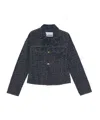 Ganni Button-up Fluffy Denim Jacket In Black