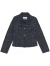 Ganni Button-up Fluffy Denim Jacket In Blue