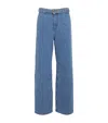 Ganni Fluffy Denim Izey Wide-leg Jeans In Blue