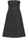 Ganni Black Fluffy Denim Corsage Maxi Dress In Black