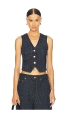 Ganni Fluffy Distressed Organic Denim Vest In Blue