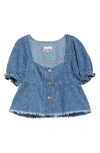 Ganni Blue Fluffy Denim Blouse