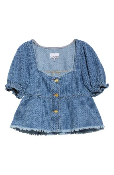 GANNI GANNI FLUFFY METALLIC DENIM TOP