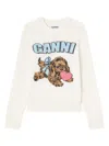 Ganni Women Fluffy Puppy Love Wool Sweater In White