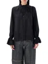 Ganni Shirt In Black Polyamide Polyester
