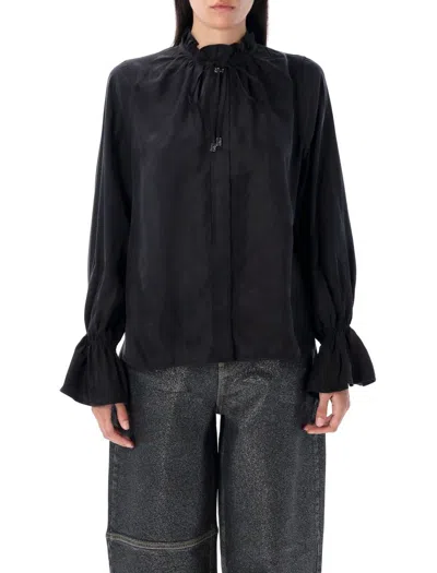 GANNI GANNI FLUID CUPRO TIE SHIRT