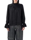 Ganni Shirt In Black Polyamide Polyester In Black