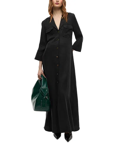Ganni Fluid Maxi Dress In Black