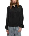 Ganni Shirt In Black Polyamide Polyester In Black