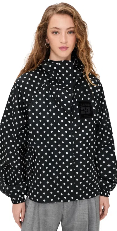 Ganni Flyweight Banana Graphic Long Coat In Black