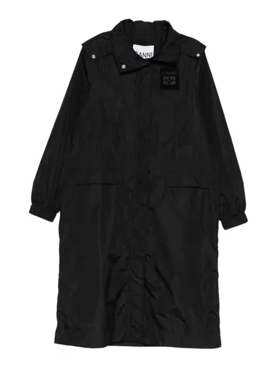 Ganni Flyweight Nylon Long Parka Print In Animal Print