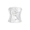 Ganni Women Organic Cotton Denim Corset In Grey