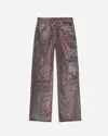 Ganni Red Foil Denim Andi Cargo Jeans In Red