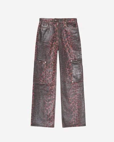 GANNI GANNI FOIL DENIM ANDI CARGO RED JEANS | NAKED CPH