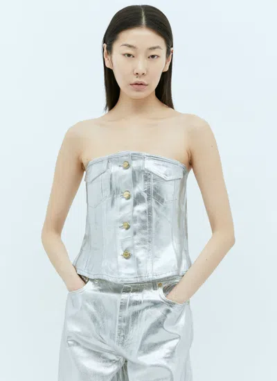 GANNI FOIL DENIM CORSAGE
