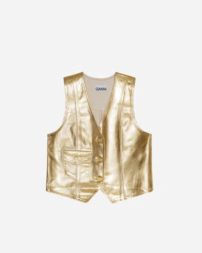 GANNI GANNI | FOIL DENIM VEST GOLD | NAKED COPENHAGEN