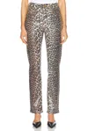 Ganni Foil Print Carri Chain Pant In Leopard