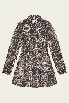 Ganni Foil Print Denim Dress In Leopard