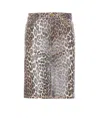 Ganni Leopard Print Mini Denim Skirt In Multicolour