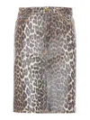 Ganni Leopard Print Mini Denim Skirt In Multicolour