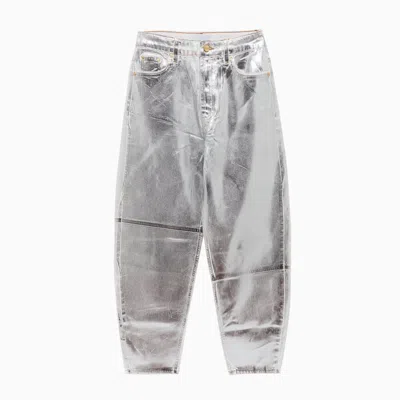 Ganni Foil Stary Jeans In Silver
