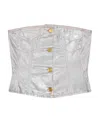 Ganni Women Organic Cotton Denim Corset In White
