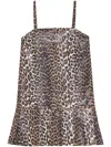 Ganni Leopard Print Mini Dress In Brown