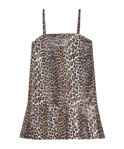 GANNI GANNI LEOPARD PRINTED SPAGHETTI STRAP MINI DRESS