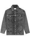 Ganni Snow Washed Denim Oversized Jacket In Black