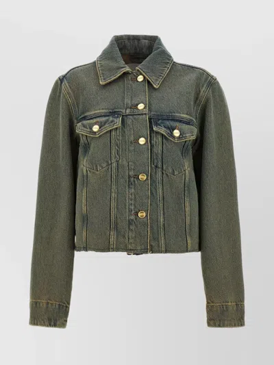 GANNI 'FRAYED HEM COLLARED JACKET WITH CHEST POCKETS'