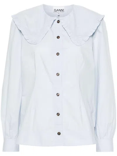 GANNI GANNI FRILL COLLAR ORGANIC COTTON SHIRT