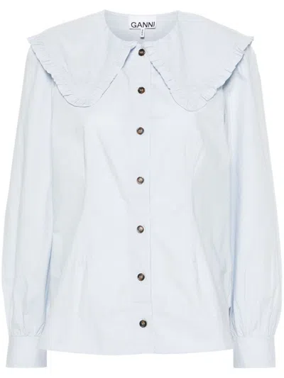 GANNI GANNI FRILL COLLAR ORGANIC COTTON SHIRT
