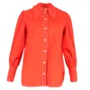 Ganni Frilled Collar Button-up Blouse In Orange Cotton In Orange