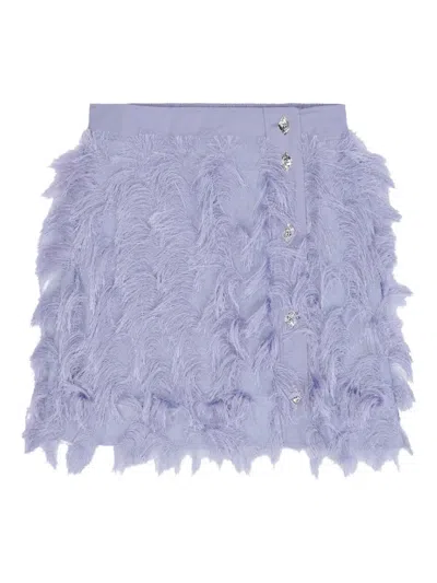 Ganni Fringe Mesh Skirt In Purple